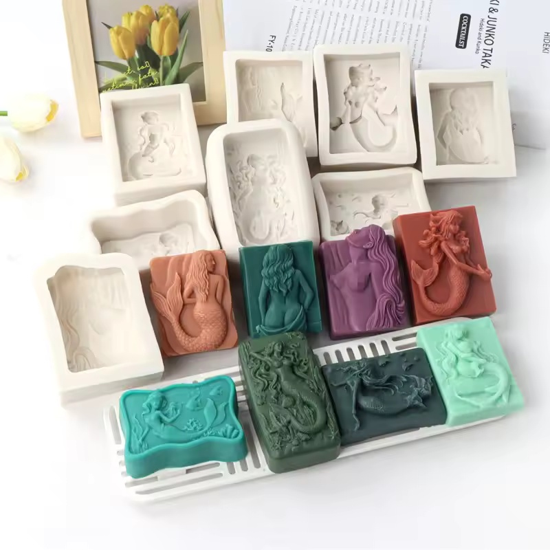 Soap Making Formula - Rectangle Ocean-Style 3D Mermaid Candle Mold