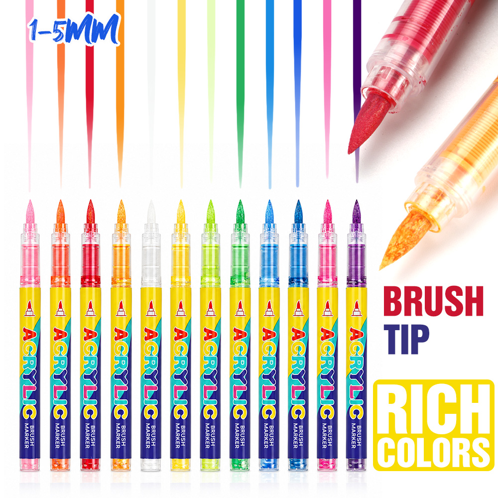 12 Colors Acrylic Brush Marker - Copic Marker Sketch review and price